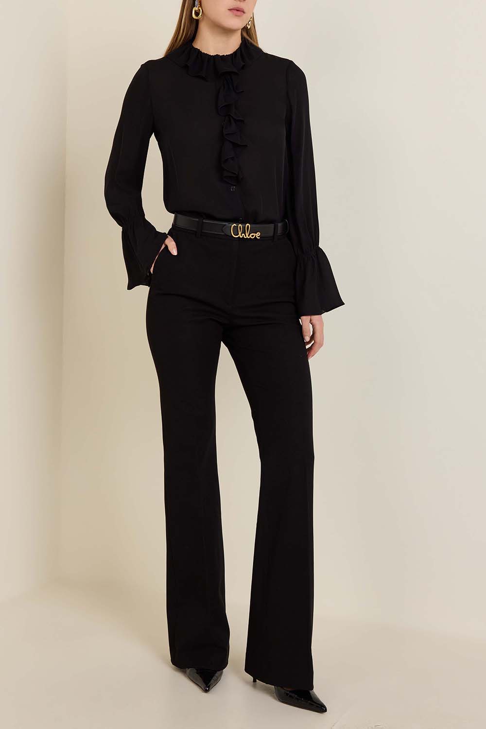 חולצת משי מכופתרת